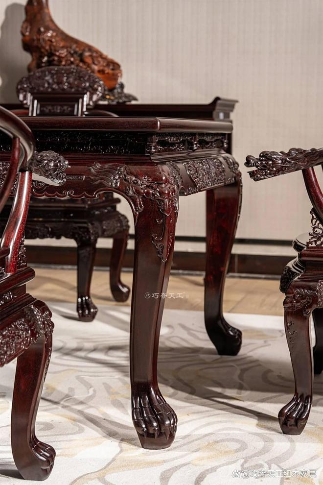 传世精品红木家具 豪宅必看！这款小叶紫檀茶台真的很贵气！(图5)