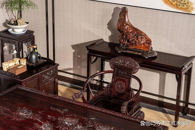 传世精品红木家具 豪宅必看！这款小叶紫檀茶台真的很贵气！(图8)